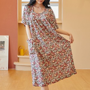 여성 잠옷 여자 파자마 홈웨어 반팔 원피스 24S146-1(3)(다이마루인견)