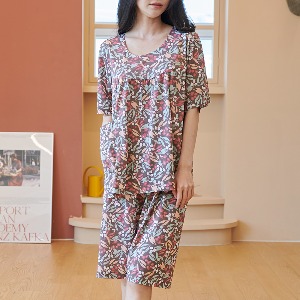 여성 잠옷 여자 파자마 홈웨어 반팔 상하세트 24S146(3)(다이마루인견)
